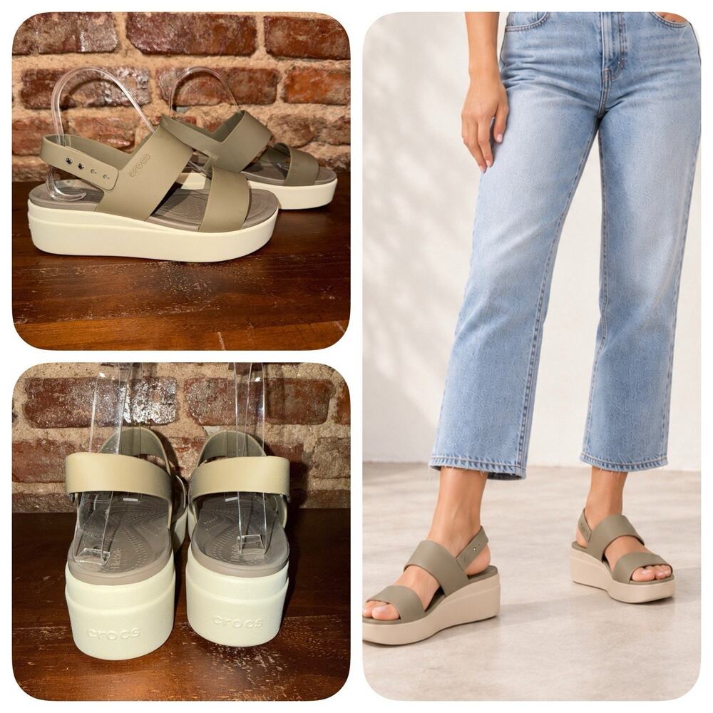 Crocs Women's Brooklyn Low Wedge Mushroom/Stucco US 8/ UK 6/EU 38/AU 8 - 206453